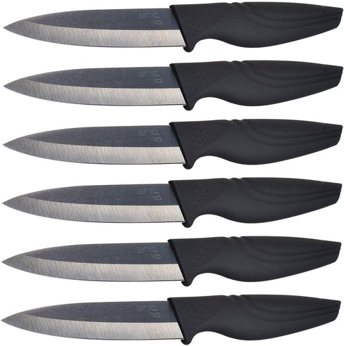 Steak Knives Set of 6 - Extremely Sharp Kitchen Ceramic Black Blade Knives