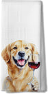 Golden Retriever Wine Kitchen Towels, Golden Retriever Gifts for Women Dish Tea