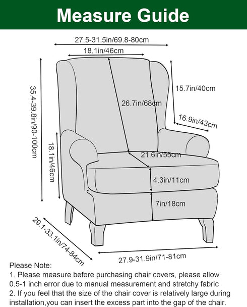 2 CRFATOP Polyester Wing Chair Covers Piece Stretch Wingback Chair Slipcover Solid Wingback Armchair Covers
