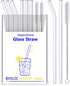 6-Pack Reusable Glass Straw - Transparent, 8''x10 MM, 3 Straight and 3 Bent with 2 Cleaning Brushes for Smoothies