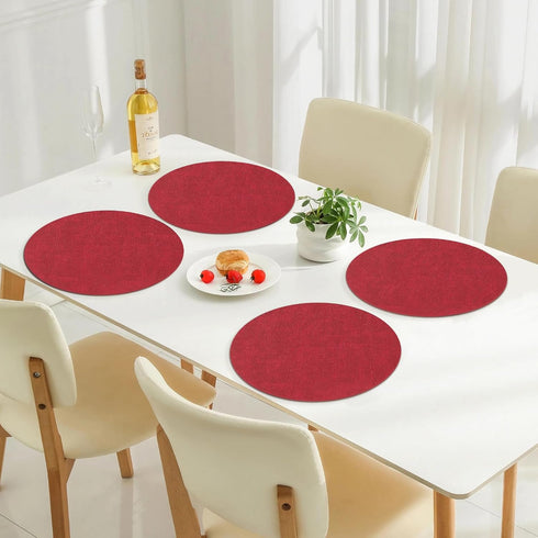 Set 6, 13 3.93 inch, Homaxy Round Faux Leather Placemats and Coasters, Washable Dual-Side Table Mats, Wipeable