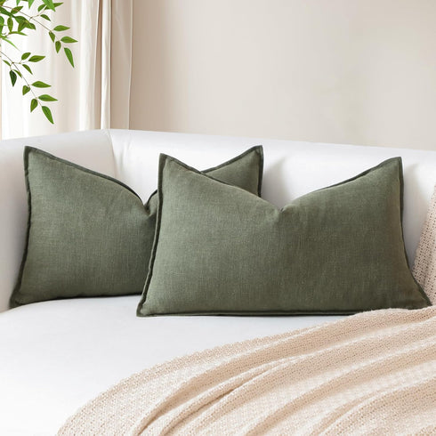 Pack 2 12 20 Inch OTOSTAR of Soft Linen Decorative Throw Pillow Covers x Solid Farmhouse Pillowcases Boho Accent Pillow