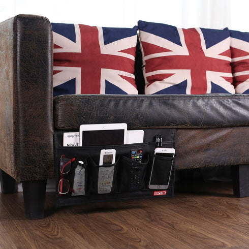 6 Zafit Bedside Storage Organizer - Pockets, Table Cabinet Caddy for Remotes, Phone, Glasses (Black)