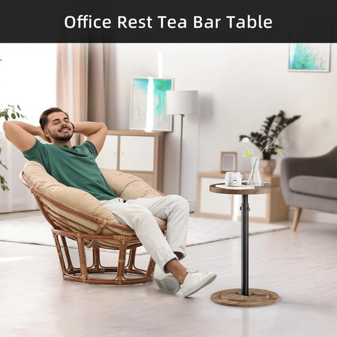LAKEMID Small Round Side Table,Small Drink Tables,Height Adjustable Round End Table,Cocktail Table for Bathroom,Sofa