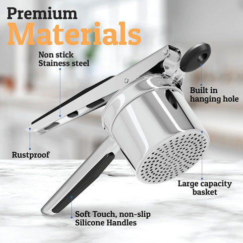 15oz 3 PriorityChef Large Potato Ricer With Discs, Heavy Duty Stainless Steel Potato Ricer for Mashed Potatoes, Potato
