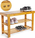 3 Bamboo Tier Shoe Rack Bench, Premium Shoe Organizer or Entryway Bench, Perfect for Shoe Cubby, Entry Bench, Bathroom