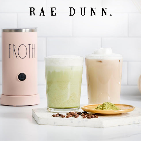 Rae Dunn Electric Milk Frother Steamer, Automatic Milk Steamer and Frother for Coffee, 550 Watt - Blush