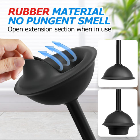 2Pack 2 1 Set, Set,Bathroom FORASTO in Toilet Brush and Plunger Extended Handle Plunger,Toilet Bowl Brush Plunger