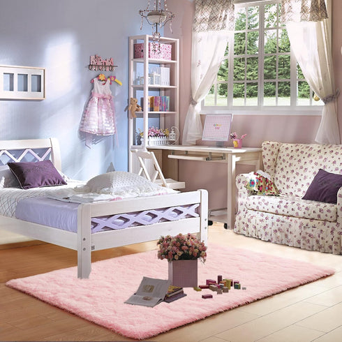 4x6 Merelax Pink Area Rugs for Living Room Bedroom Girls, Soft Fluffy Fuzzy Shag Rug for Kids Room Bedside Rug, Indoor
