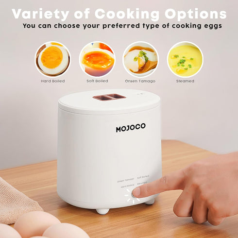 Mojoco Rapid Egg Cooker - Mini Electric Egg Boiler for Steamed, Hard Boiled, Soft Boiled Eggs, Home Kitchen Use