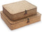 DOKOT Flat Seagrass Storage Bins with Lid, Wicker Basket for Shelf Organize,