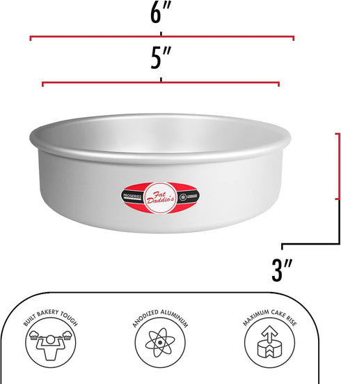 Fat Daddio's Anodized Aluminum Round Cake Pans, 2 Piece Set, 5 x 3 Inch by Fat Daddio's
