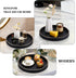 KINGFOM Round Decorative Tray for Coffee Table, PU Leather Valet Nightstand Desk Organizer for Men Women, Golden Trim
