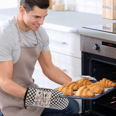 Oven Mitt and Potholder Kitchen Set, 3 Piece Laughing Cows Accessory, Waterproof Oven Glove and Tea Towel