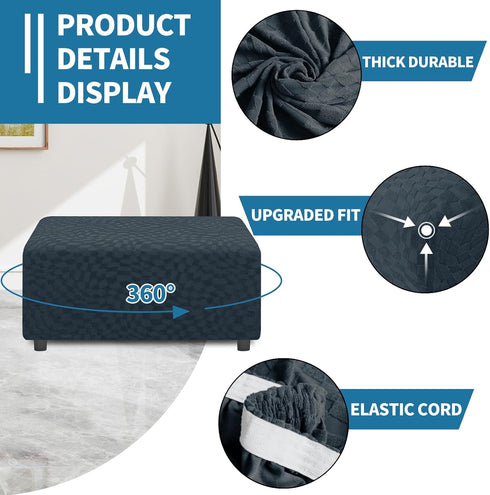 2026 (L:28"-34") ZNSAYOTX Rectangle Ottoman Cover Super Stretch Soft Footrest Slipcover Form Fit, Universal Folding