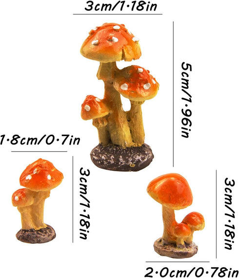 3pcs Resin Mushroom Miniature Fairy Garden Decoration Accessories Sculptures Statues,Yard Decor for Outside Gnomes