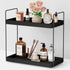 Forbena Black Bathroom Counter Organizer, Tiered Bathroom Organizer Countertop Tray, Corner Makeup