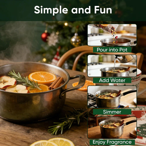 Simmer Simmer Pack(6 Pot Potpourri, Mixed Flavors Pot Mix with Natural Ingredients, A Mixture of Herbs, Salt & Dried