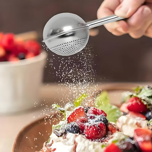 uadbau Powdered Sugar Shaker Duster Flour Sifter, Stainless Steel Fine Mesh Sifter and Operated Handle Flour Duster