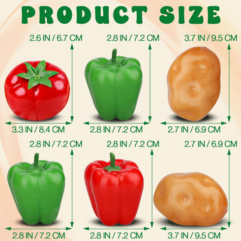Meiwlong 6Pcs Mix Fake Vegetables Bell Peppers,Potato,Tomato,Realistic Artificial Vegetable for Home Decoration,Fake