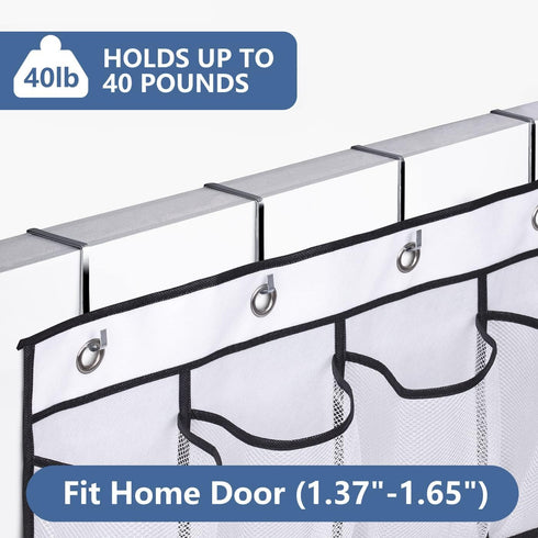 MISSLO 28 Large Pockets Over The Door Shoe Rack Hanging Organizer for Closet Door Shoe Storage Holder, White