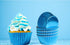 Blue-Foil Cupcake Liners, Standard Sized Paper Baking Cups for Parties and Weddings (Pack of 100)