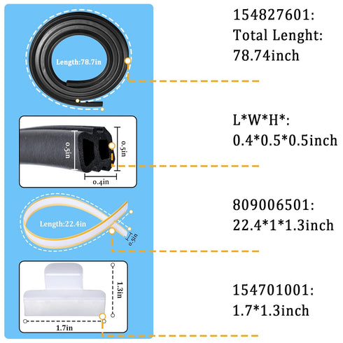 Dishwasher Door Seal Kit Compatible with Frigidaire & Kenmore - Includes Tub Gasket, Bottom Seal, Splash Shield