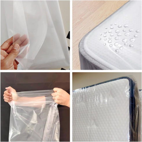 K KINGPLAST Mattress Bags for Moving and Storage, Twin/Full Size 54"x 87", Clear, 2-Pack Disposable Plastic Cover