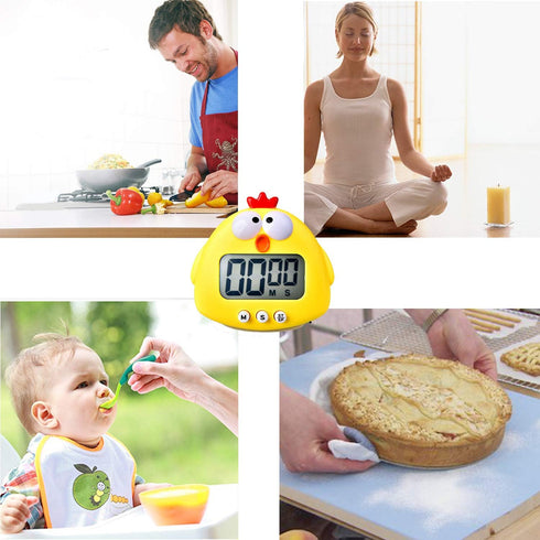 Kitchen Timer, Cute Cartoon Animal Countdown Timer, Digital Cooking Timer with Magnetic, LCD Large-Screen