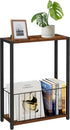 Homleke 7.1" 16.9" 23.6" Narrow Side Table with Magazine Holder, Skinny End Table Perfect for Small Spaces