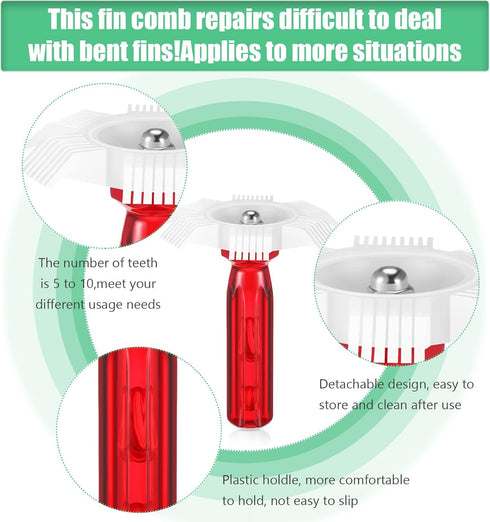 3 Pieces Air Conditioning Brush Set, Includes FCR6 Ring Fin Comb, Air Conditioner Fin Cleaner, Stainless Steel Fin