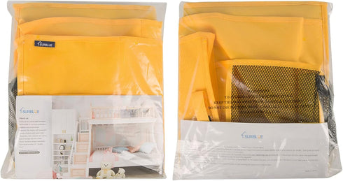 Surblue Bedside Caddy Hanging Organizer Storage Bag for Bunk and Hospital Beds, 8 Pockets, Large, Yellow