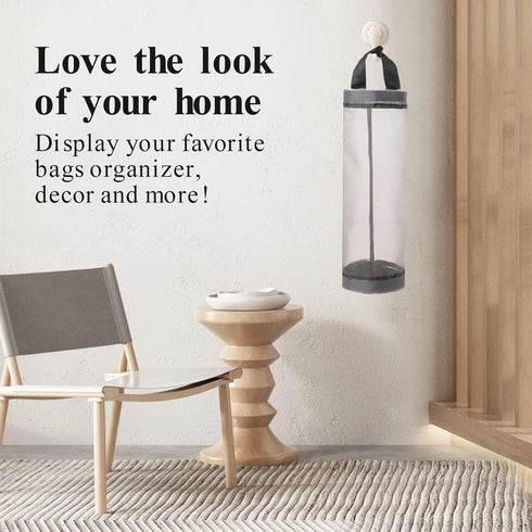Plastic Bag Holder, Mesh Grocery Bag Dispenser, Hanging Storage Bag (Grey 2 Packs)