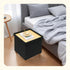 15" 15" 15"Black PINPLUS Storage Ottoman Cube, White Linen Footrest with Wooden Legs, Foldable Fabric Footrest