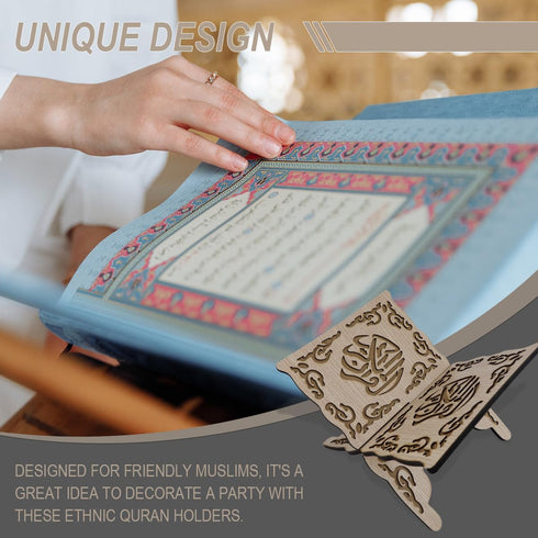 LNQ LUNIQI Wooden Book Stand Foldable Quran Bible Book Holder Muslim Reading Bookshelf Magazine Cookbook Display Holder