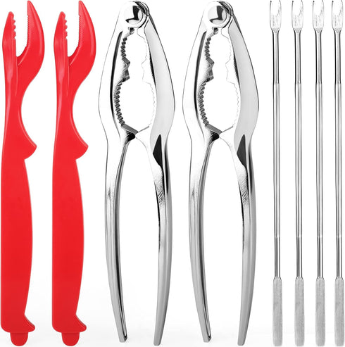 Seafood Tools Set includes 2 Crab Crackers, 2 Lobster Crackers Shellers, 4