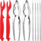 Seafood Tools Set includes 2 Crab Crackers, 2 Lobster Crackers Shellers, 4