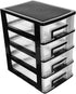 Garneck 4 Portable Drawers Desk Fridge Organizer - Clear Vanity Storage Drawers, Small Drawer Showcase for Crafts, Black