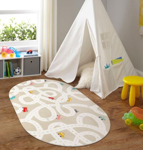 LIVEBOX Road Traffice Kids Rug, 3'x5' Floor Mats for Kids Room, Non-Slip