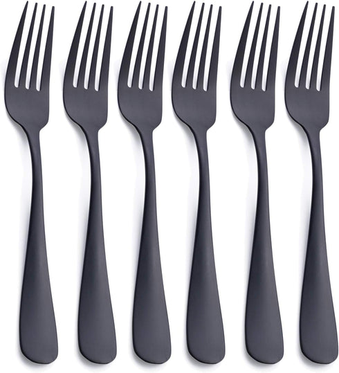 Matte Black Dinner Fork Set, GoGeiLi Stainless Steel Flatware, 8.0-inch, Service for 6, Dishwasher Safe