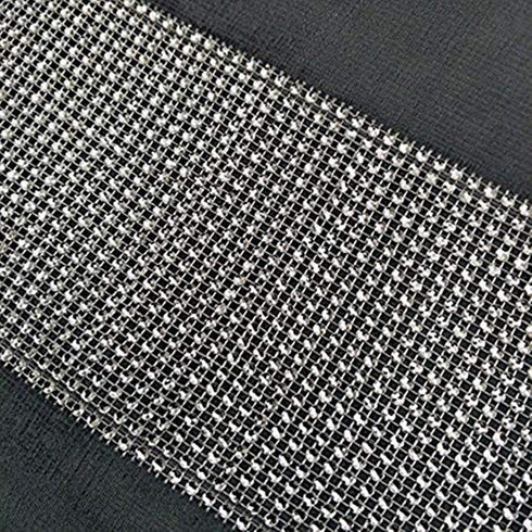 13inch 72inch x Table Runner with Diamante Strip and Tassels (Grey)