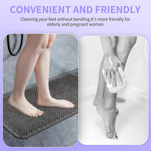 Feet,27.5'' 15.7'' Yolife Shower Foot Scrubber Mat, Anti-Slip Bath Mat with Scrub Bristles, Soft Shower Foot Massager