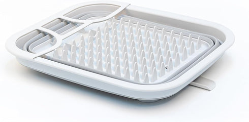 SAMMART 8.5L (2.2 Gallon) Collapsible Dish Drainer, Foldable Drying Rack, Portable Kitchen Storage Tray (Grey)