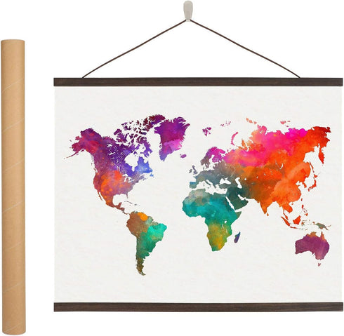 Magnetic Poster Hanger Frame - 24 inches Wooden Frame for Scratch Off Maps, Prints, Photos, Canvas Artwork