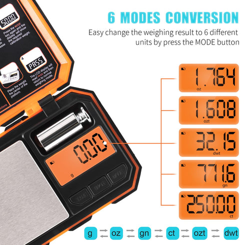 Fuzion Digital Pocket Scale, 500g x 0.01g Mini Scale with LCD Display, Tare Function for Food, Jewelry, Coin