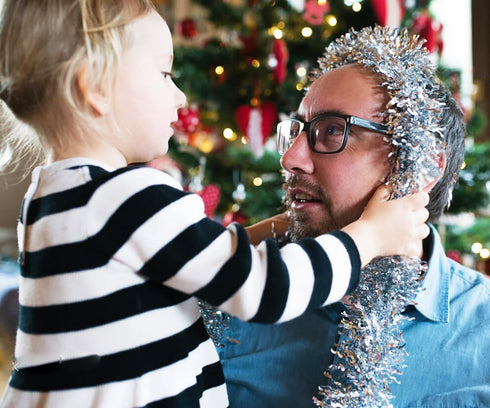 DECORA 33 Feet Silver Tinsel Garland, Metallic Hanging Tinsel for Christmas Tree Home and Party Decoration