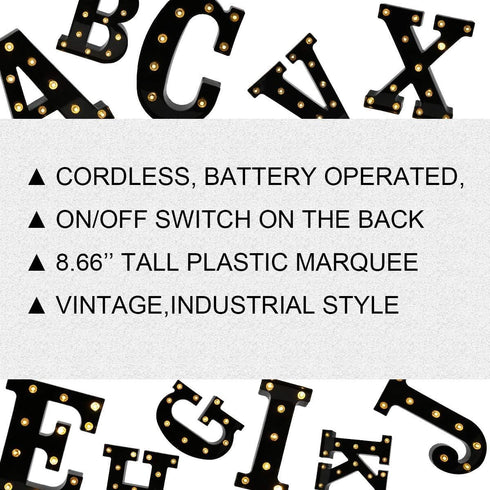 OYCBUZO Light Up Black Alphabet Marquee Letters Sign, LED Marquee Number Lights for Home Bar Christmas Decoration