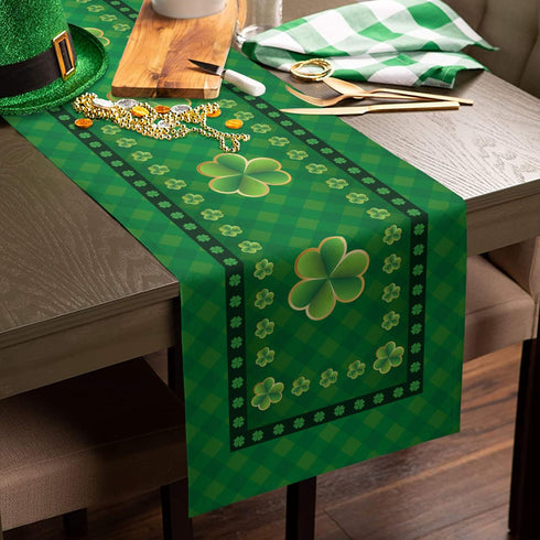 Edwiinsa 13 90 inch St. Patrick's Day Cotton Linen Table Runner Rectangle Plate Mat Outdoor Rug Runner for Coffee