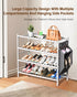 woxlemen Closet 26 inch 4-Tier) Bamboo Shoe Rack for Small Wooden Shoe Organizer with Pouch, Sturdy Wood Shoe Shelf