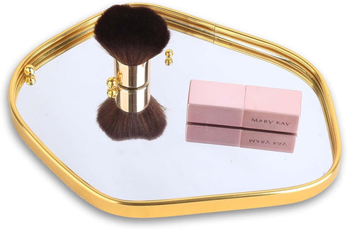 Perfum Trays,Gold Mirror Tray,Vanity Decorative Tray,Non Slip Stone-Shaped Perfume Organizer for Jewelry,Bathroom,Coffee